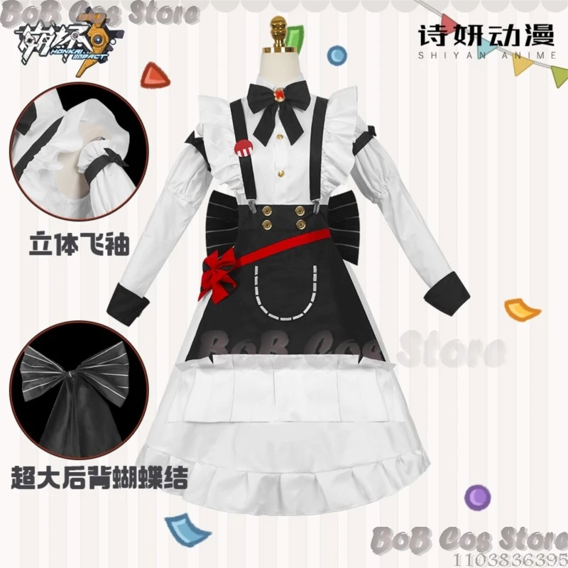 Theresa Apocalypse Game Honkai Impact 3 Cosplay Costume White Wig Women Girl Lolita Maid Dress Set Holloween Roleplay Customized