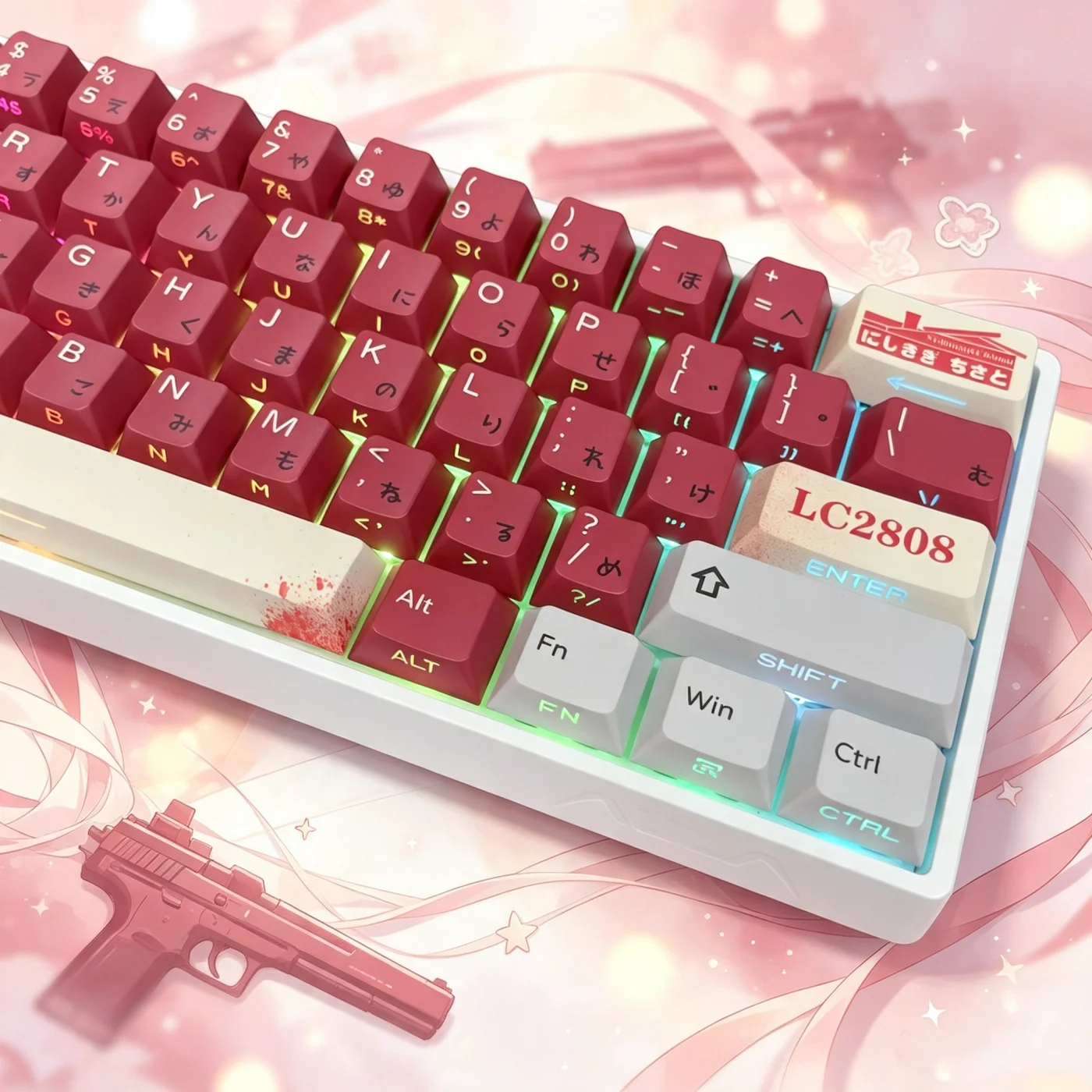 Side Printed Keycap Set 128 Keys Backlight Cherry Profile Keycaps DYE Subbed For Mx Switches Mechanical Keyboard