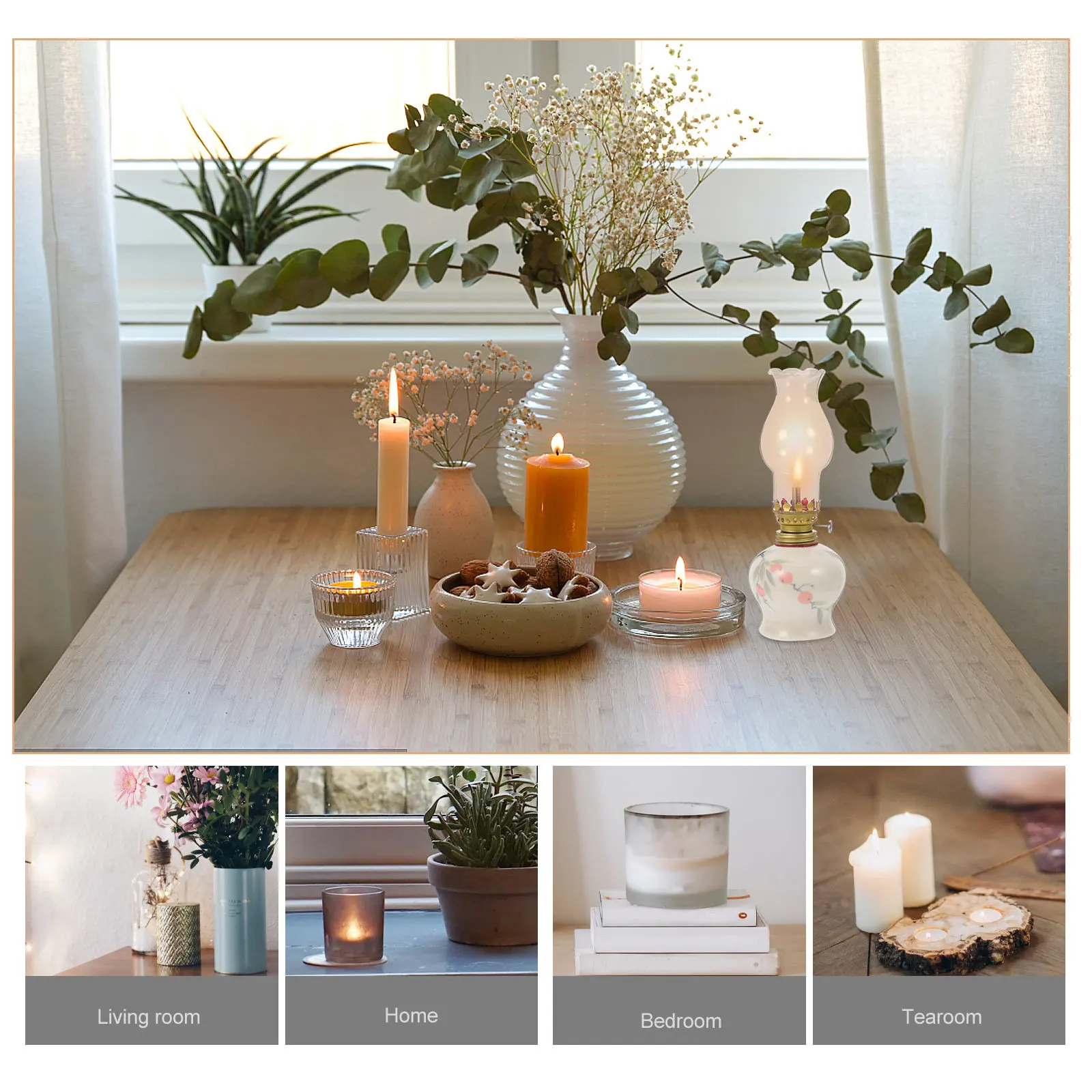 

Vintage Lamp Decor Glass Lantern Home Paraffin Oil Indoor Lanterns Decorative Decoration