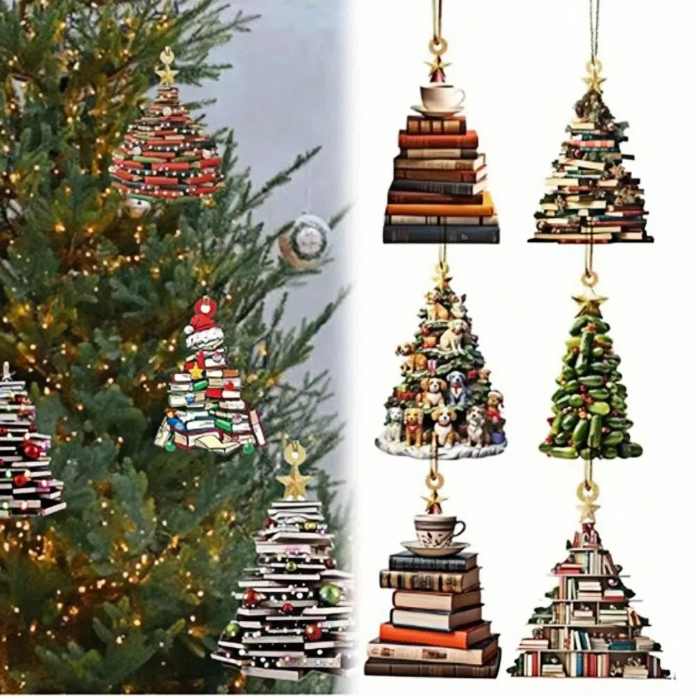 New Acrylic Flat Christmas Character Pendant Durable Material Multifunction Christmas Tree Decor Christmas Santa Pendant Gift