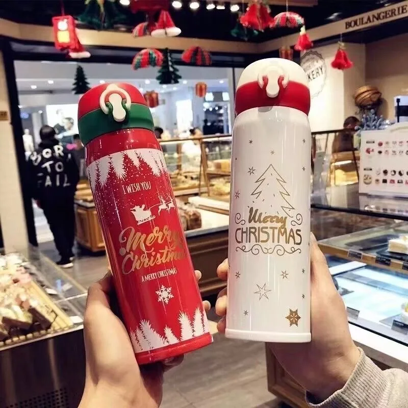 304 stainless steel Christmas and New Year gift spring thermos cup male and female students creative water cup net red simple cu
