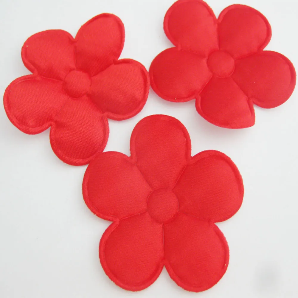 PANVGG About 47MM Padded Cloth Flower Appliques Colors Mix 50Pcs Garment Accessories DIY Craft Scrapbook Decoration