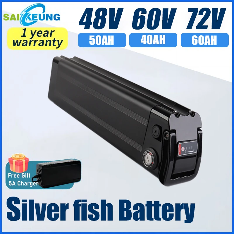 36v 48v 52v 60v 72v SilverFish 20 30 40 50 60ah Lithium Battery EBike Akku Accu Electric Bicycle 500w 1000w 2000w 3000w Batterie