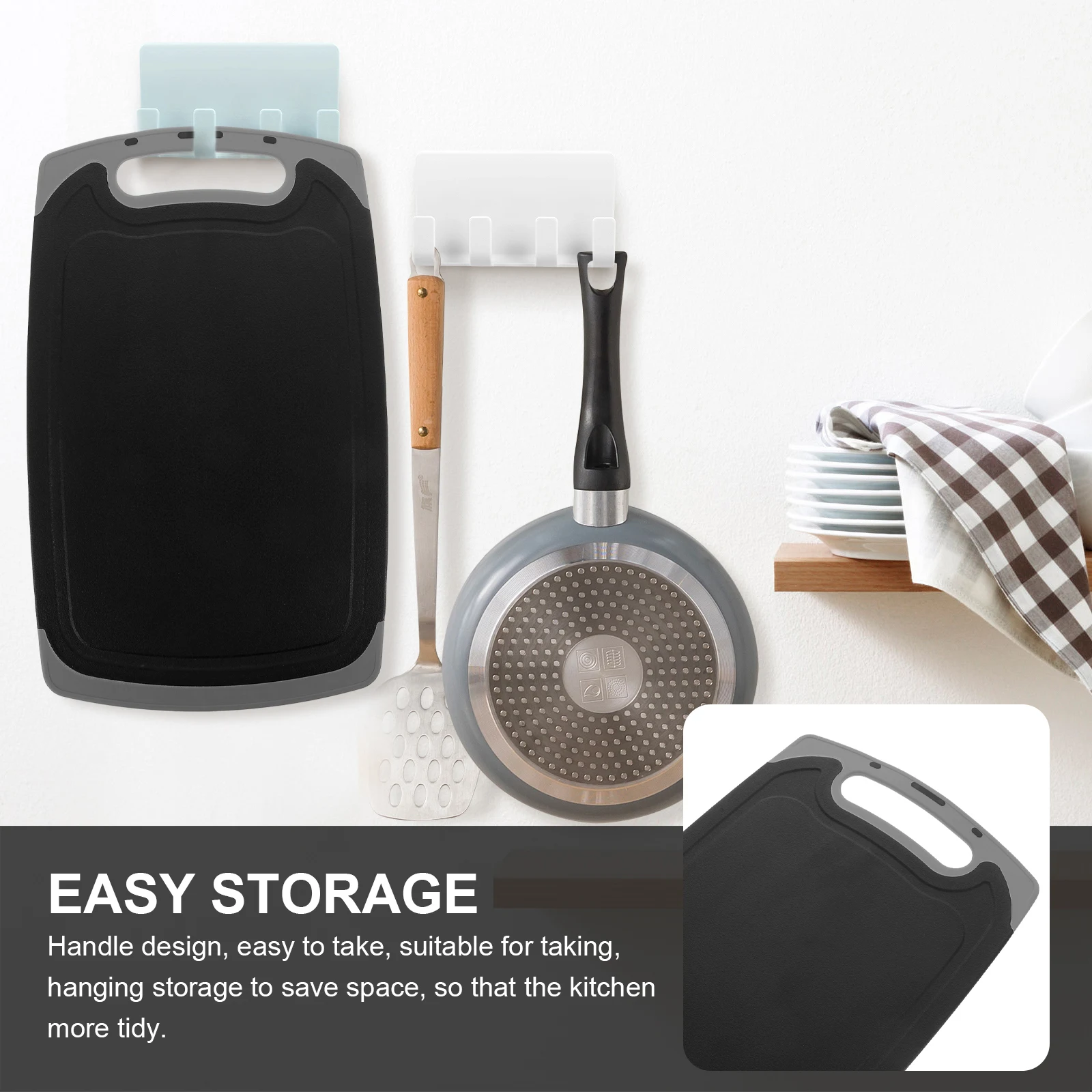 

Large Non slip Cutting Board Square Plastic Chopping Board for Kitchen Black Meat Vegetable Large Size Kitchen Tool