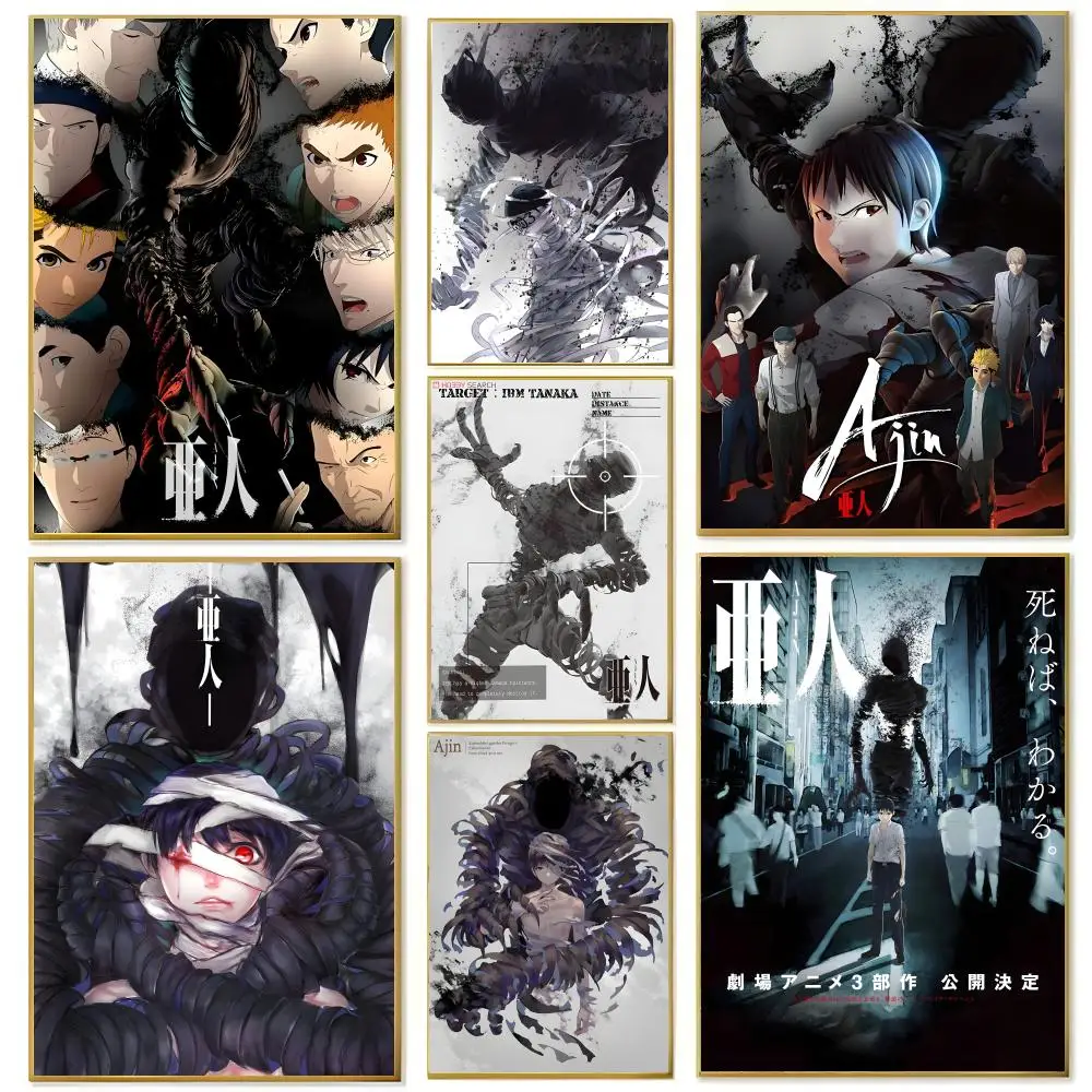 Póster de Manga A-Ajin, arte impreso para pared, adecuado para sala de estar, dormitorio, bar, salón, decoración del hogar, regalo