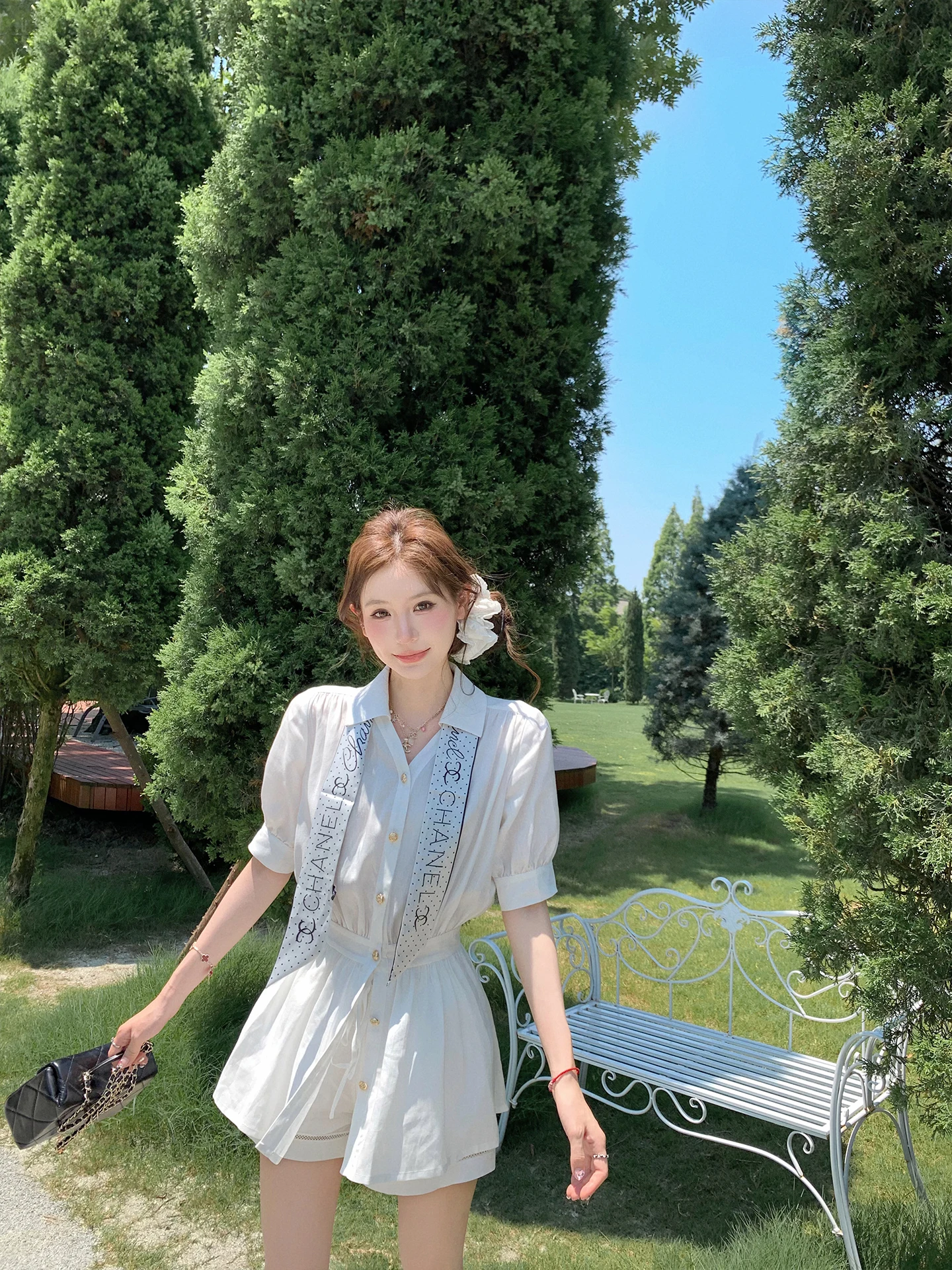 

Комплект из льняного топа и брюк Pinky Piggy с высокой талией, женский модный весенне-летний костюм-двойка, застежка на пуговицы