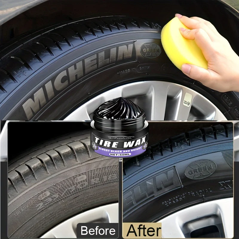 Car Tire Wax Blackening and Durability Tire Brightener Restores Black Color Lasting Cover Whitens Prevents Cracking Aging Protec