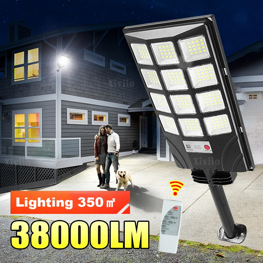 

2025 38000 Lumens LED Outdoor Solar Light Motion Sensor External Solar Lamp Waterproof Powerful Solar Spotlight Street Wall Lamp