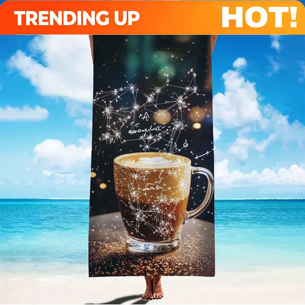 Customize 1pc Sparkling Champagne Beach Towel - Luxurious Black with Glittering Stars & Bubbles Design, Soft & Absorbent, Perfec