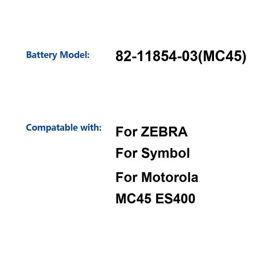 

Аккумулятор 82-11854-03 MC45 3000 мАч с быстрой зарядкой для мобильных телефонов Zebra Symbol и Motorola MC45 ES400