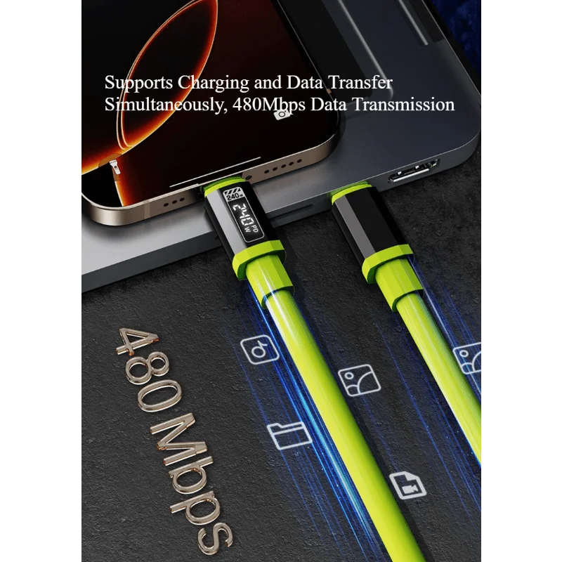 [6 عبوات، 2 متر/6.6 قدم]، شحن سريع 240 وات، كابل من النوع C إلى النوع C، كابل بيانات العرض الرقمي، سلك متين للهاتف من النوع C