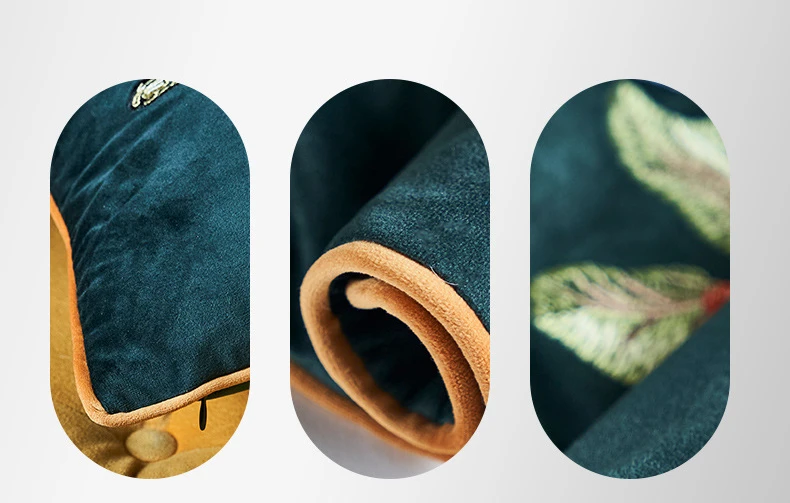 American Decorative Pillowcase Animal Parrot Leopard Embroidered Pillow Case Ornamental Pillows Blue Green Velvet Pillow Cover