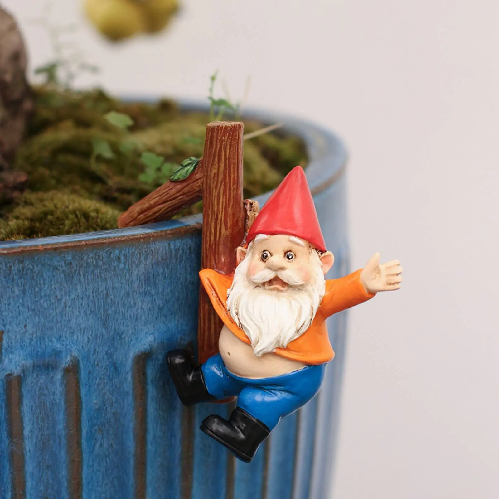Flower Pot Hugger Gnome Cute Design Hanging Gnome Figurine Hanging Dwarf Decoration Mini Size Pot Fairy Ornament Hand Painted view 3