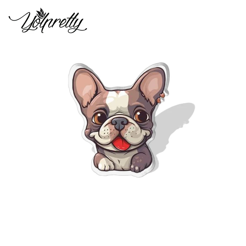 2023 Cartoon Cute French Bulldog Pattern Acrylic Resin Epoxy Brooches Bages Icon Jewelry Accessories