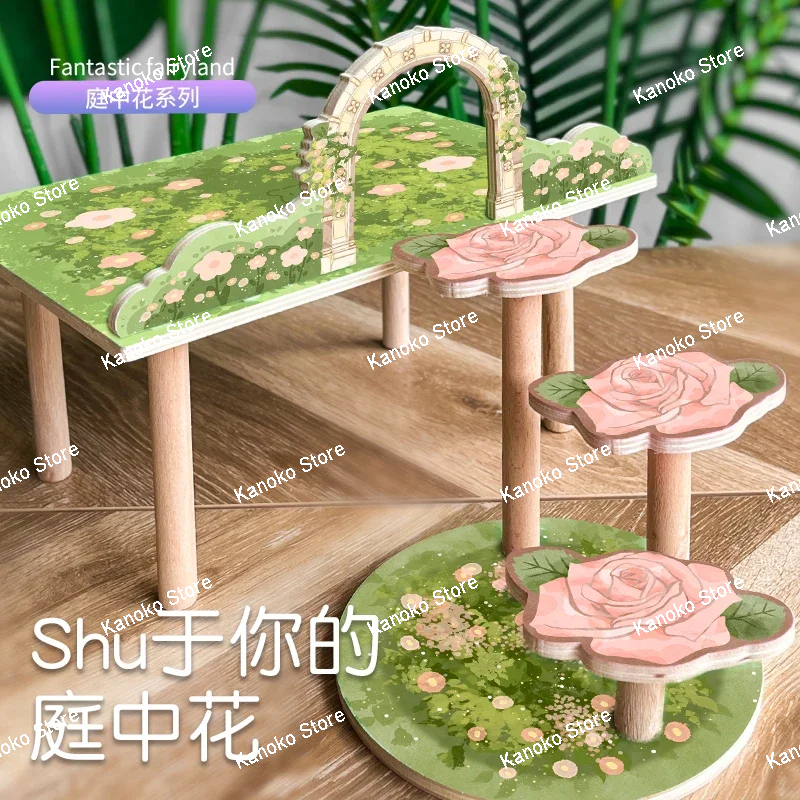 Serie de patio de flores, casa de hámster de madera, jaula para animales pequeños, suministros de paisajismo, accesorios para ratas, nido de rato Pygmy Chipmunk