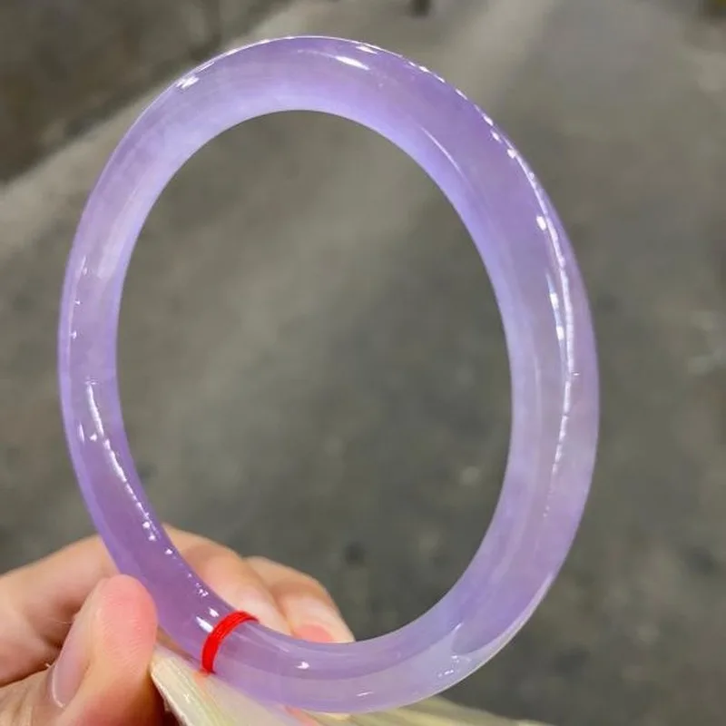 Natural Burmese Old Mine Grade A Jadeite Bracelet, High-Ice Type, Violet, Girl's Style, Small and Thin Round Jade Bangle