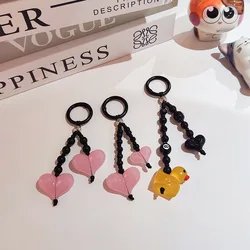 HERLOOK Big Heart Keychain Bag Charm Duck Pendant Billiards Beads Chain for Key & Bags Trendy Y2K Women Accesories