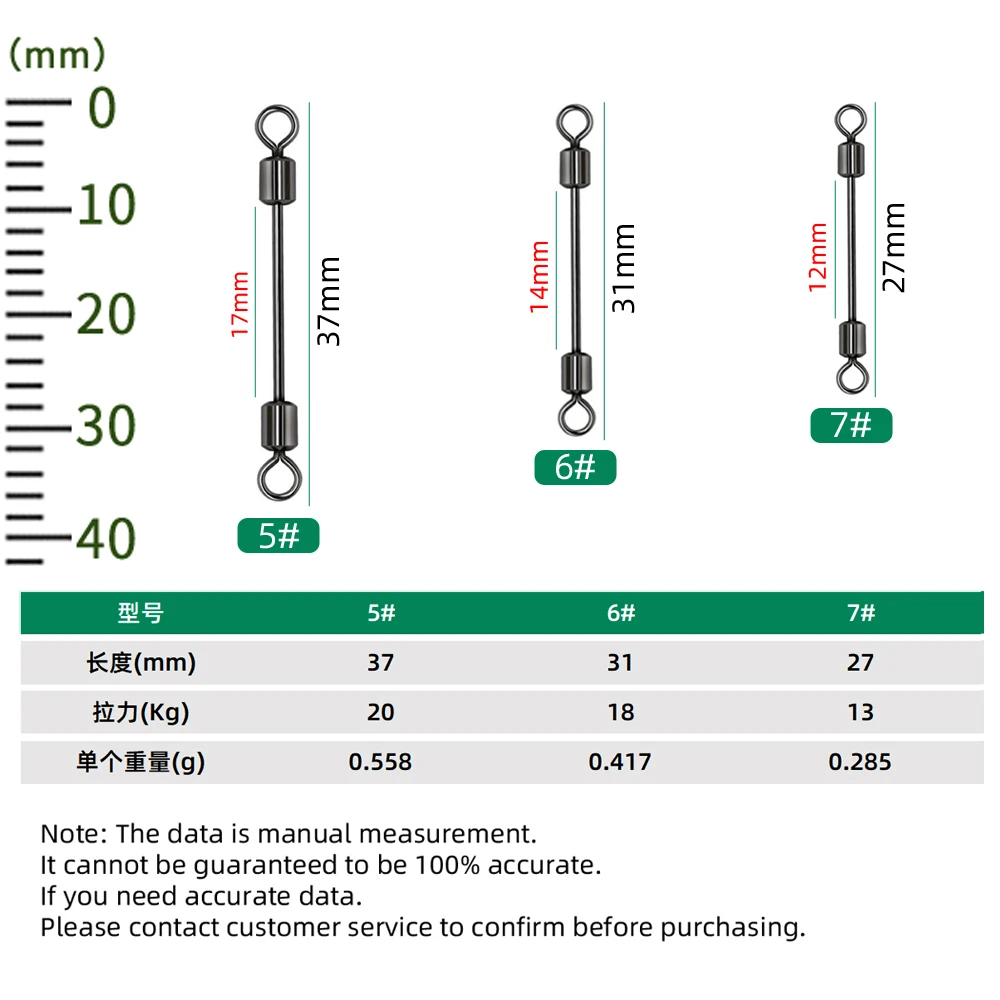 DNDYUJU 30pcs Lead Sheath Tube Fishing Swivels Bearing Swivel Fishing Connector Fishing Accessories Tackle Fishing Tools