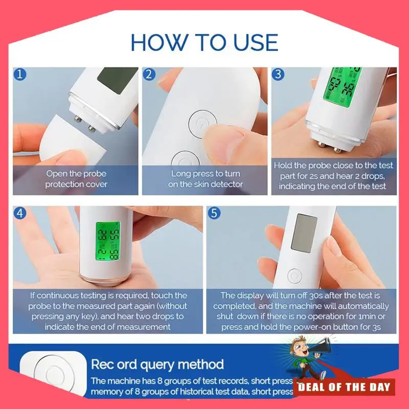 จัดส่งตลอด 24 ชั่วโมง 2X เครื่องทดสอบผิวหน้าความชื้นและน้ำมันในผิวเครื่องวิเคราะห์ผิวผิวแก้มยืดหยุ่นเครื่องวัดอายุผิว