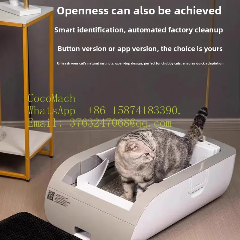 Automatic Cat Litter Box Extra Large Smart Self Cleaning Open Top Electric Cat Toilet with Camera Video Monitoring