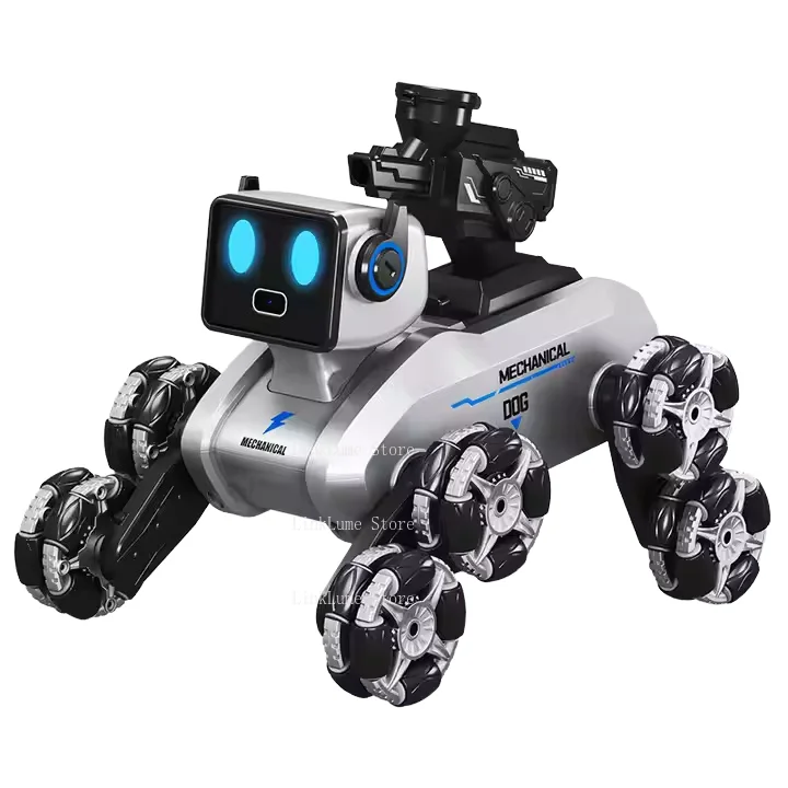 Children's intelligent remote control robot dog toy with wheels music gesture sensing durable plastic material