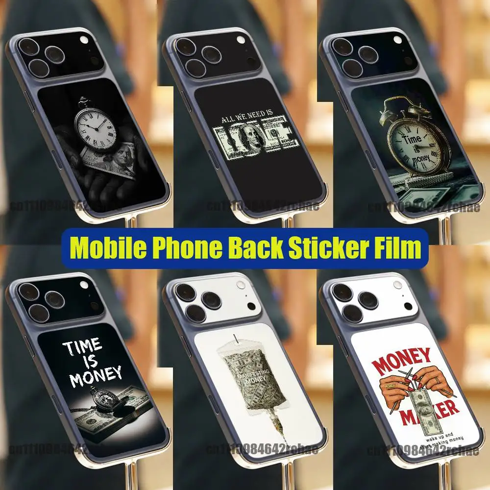 

For Time is Money Dollar ART iPhone 17 Pro Max Phone Back Sticker Film Decal Skin Wrap DIY Custom Stickers Full Cover