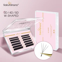SAKURAHANA Automatic Flowering W Shaped Bloom 3D 4D 5D Premade Fans Natural Soft Professional Eyelashes for Makeup