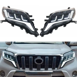 ROLFES 2x Car Headlight For Toyota Prado 2014-2017 LED DRL Sequential Turn Signal Light Low High Beam Lens