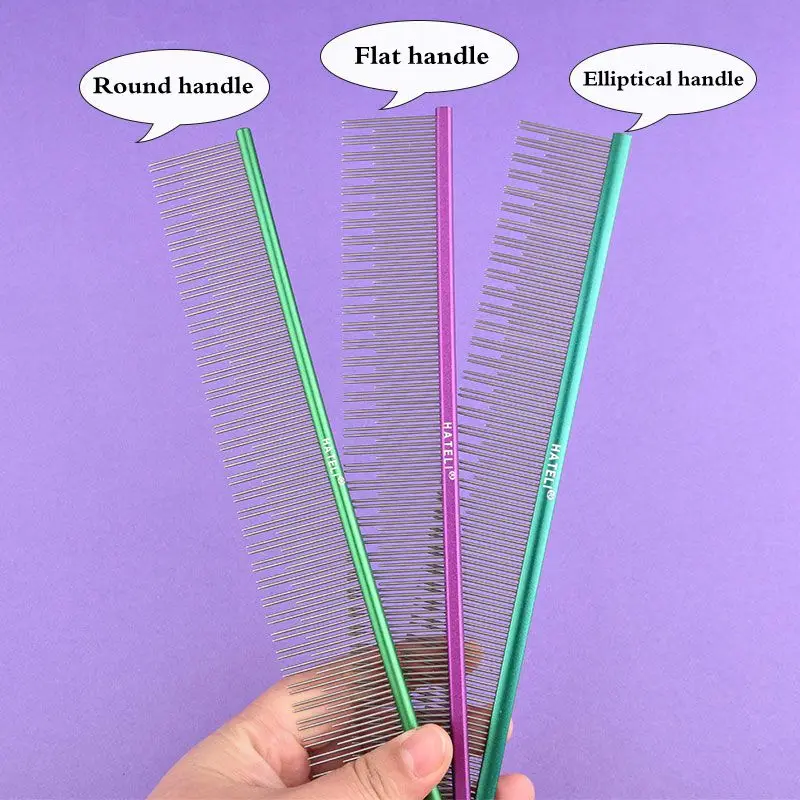 22cm Metal Pet Comb Cat Dog Hair Grooming Stainless Steel Comb Removes Loose Hair Tangles Professional Dog Grooming Supplies