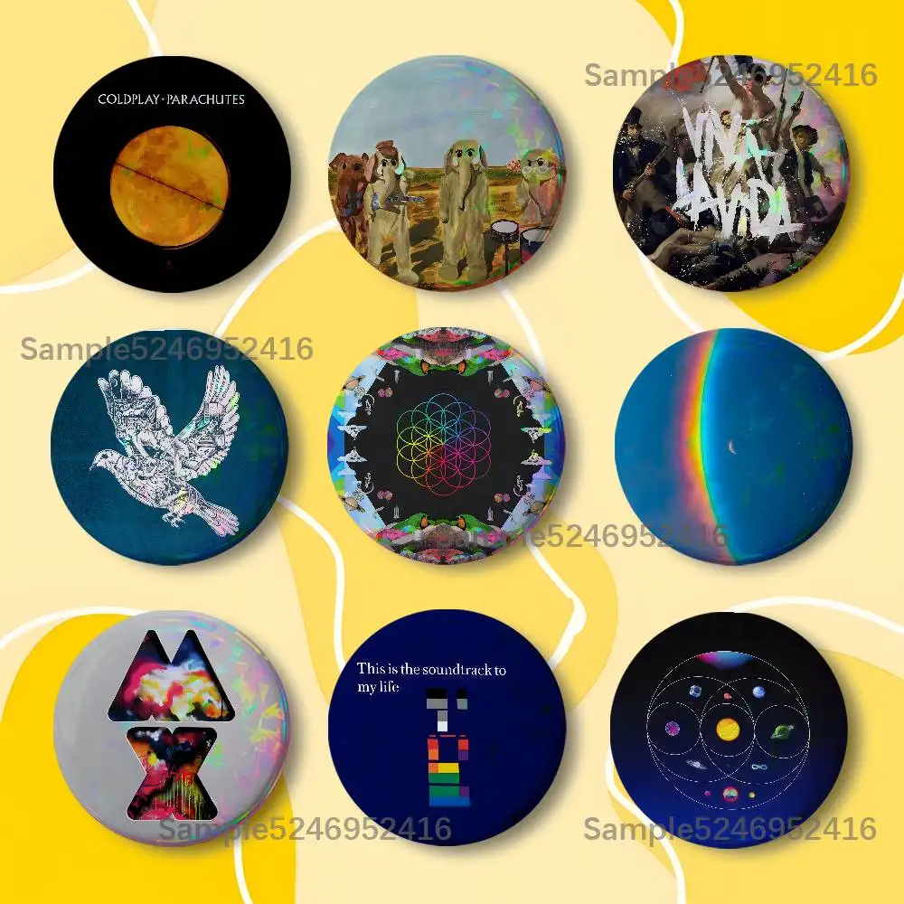 

C-Coldplay Moon Music Round Button Pins Badge Creative Brooches Backpack Clothes Decoration Fashion Cartoon Jewelry Gifts