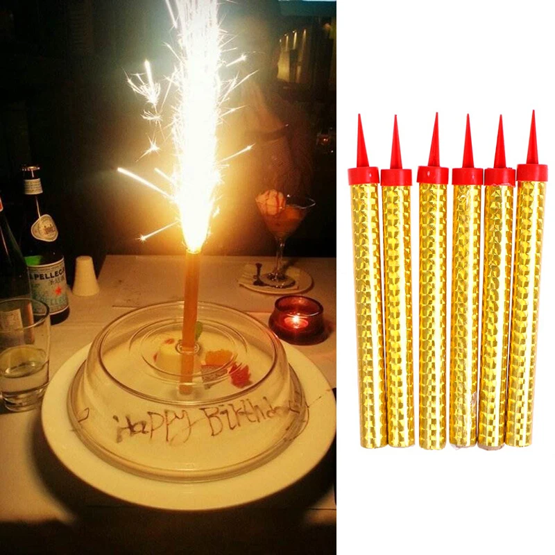 12PCS Holiday Bash Birthday Party Cake Topper Fountain Candle Fireworks Magic Wand Burning Candle Party Supplies