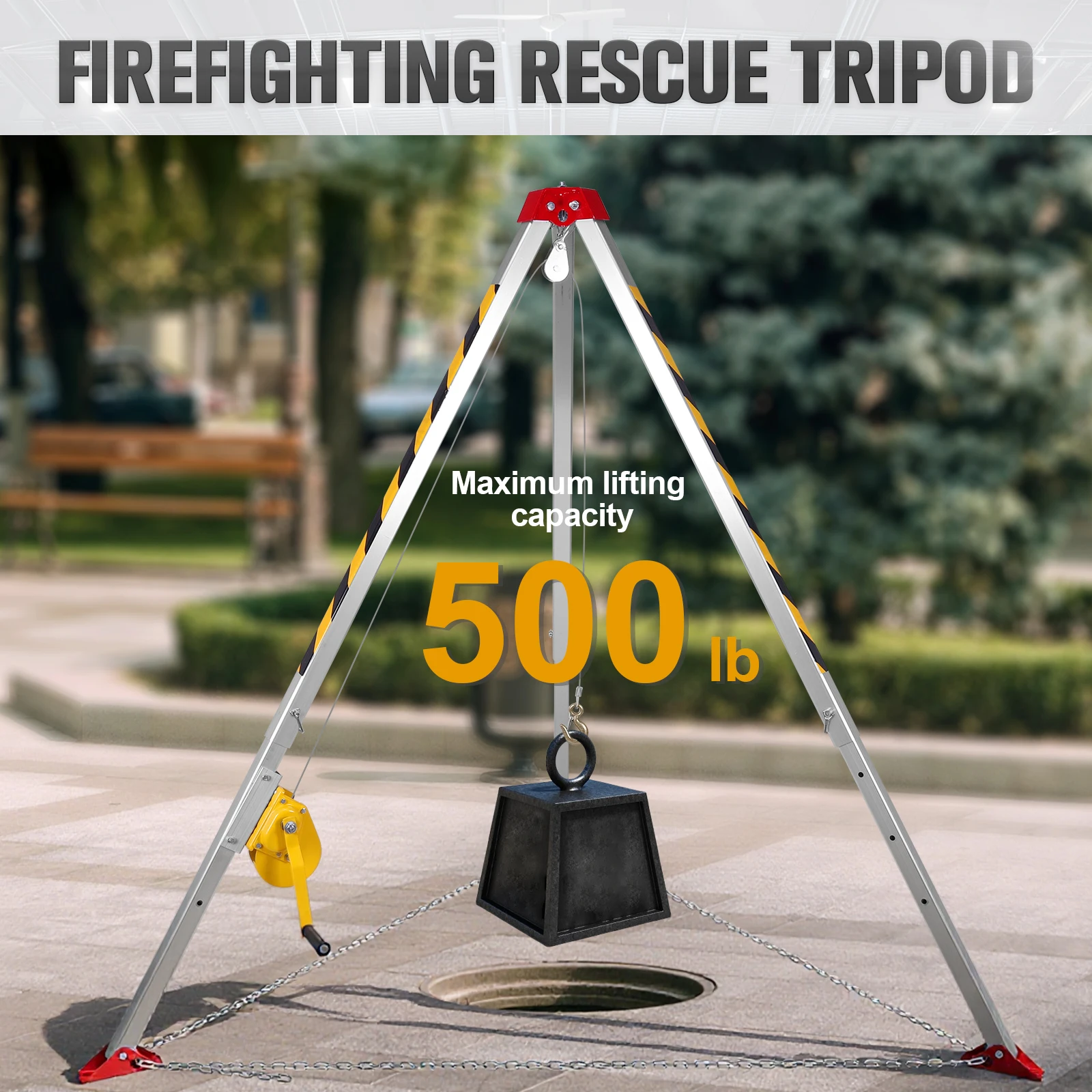 Heavy-Duty Confined Space Tripod Kit Self-Locking Rescue Tripod Safety Tripod for Confined Spaces Emergency Rescue Equipment
