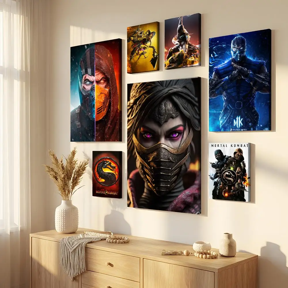 Game M-Mortal Kombat Framed Wall Painting Framed Canvas Wall Art Waterproof Wall Decor For Living Room Bedroom
