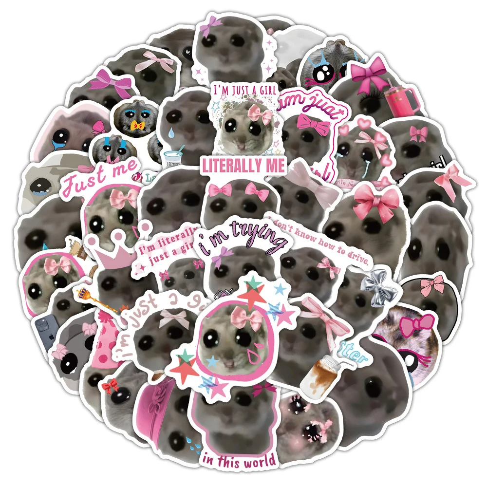 10/30/60 Stück Kawaii Cartoon Trauriger Hamster Meme Aufkleber Niedliche Dekoration Aufkleber Gepäck Sammelalbum Telefon Graffiti Aufkleber für Kinder Spielzeug
