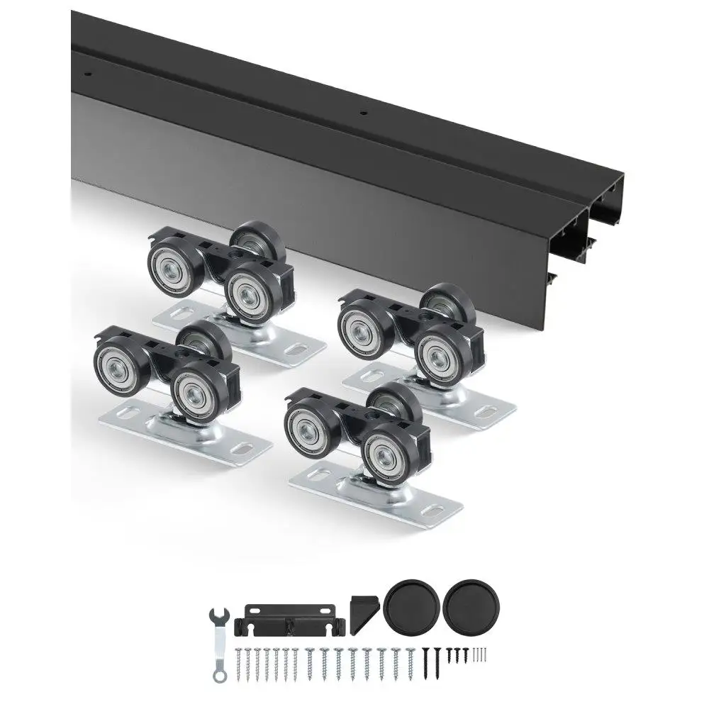 

Bypass Door Track Kit 4ft Closet Door for 2 Door System Black
