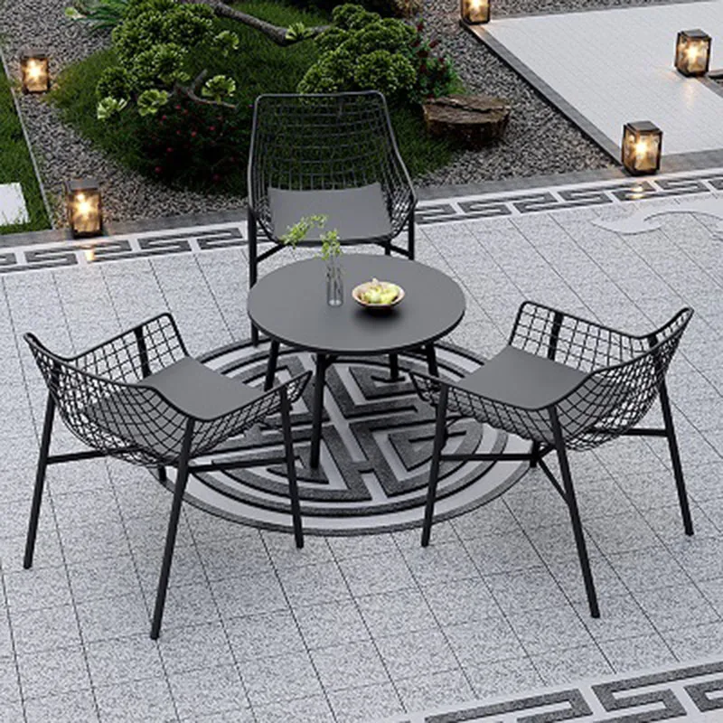 Retro Black Garden Furniture Sets Lounge Nordic Moving Patio Garden Furniture Sets Outside Metal Meble Ogrodowe Yard Decorations