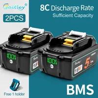 Waitley BL1850 18V 5.0Ah Replacement Battery for Makita Power Tool 5000mah BL1840 BL1860 Battery with LED Power Display 18 v 5A