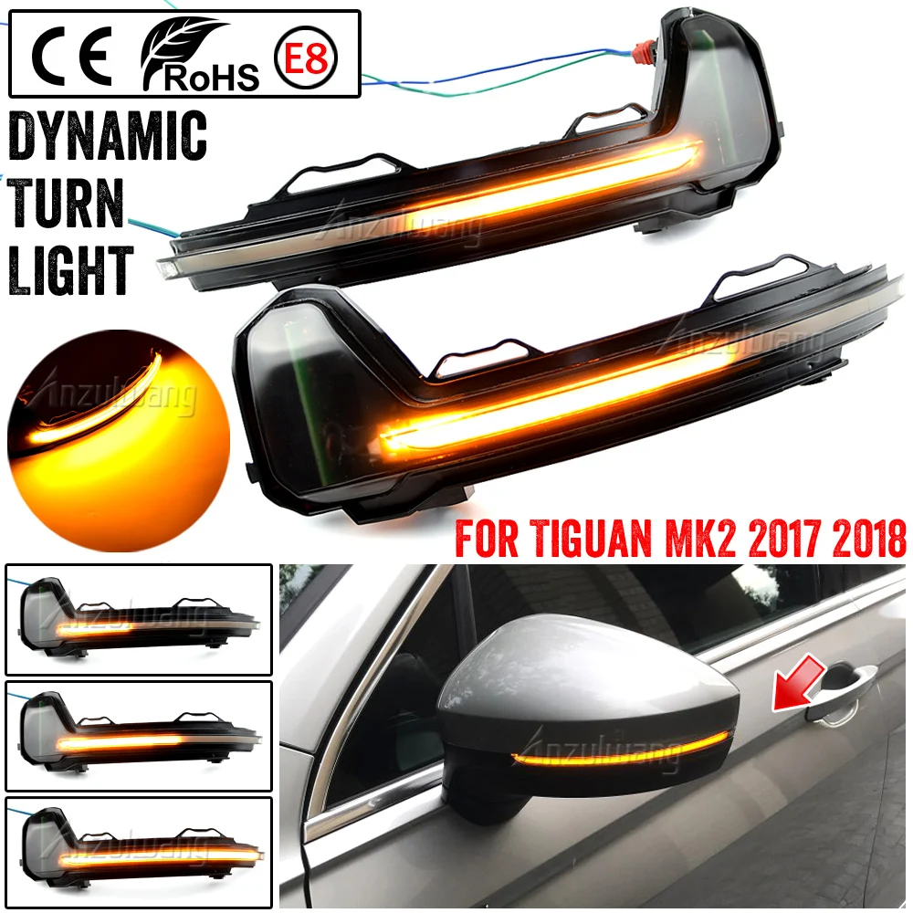 

2 Pieces For VW Volkswagen Tiguan MK2 Touareg MK3 2017 2018 2019 2020 Dynamic LED Turn Signal Blinker Mirror Flasher Light