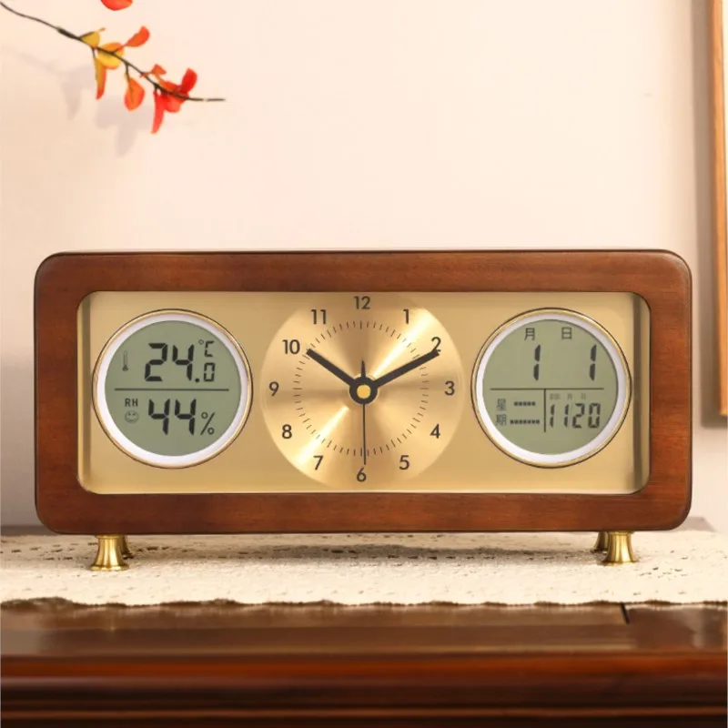 Creative 2Colors Retro Wooden Clock Living Room Desktop Table Clock Pendant Desk Clock Silent Desktop Decorative Desk ClockLH285