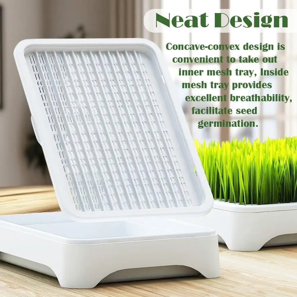 Plastic Cat Grass Planter Anti-Pull Out Self-planted Tray Hydroponic Tray Growth System 3 Layer Sprout Tray Indoor Growing