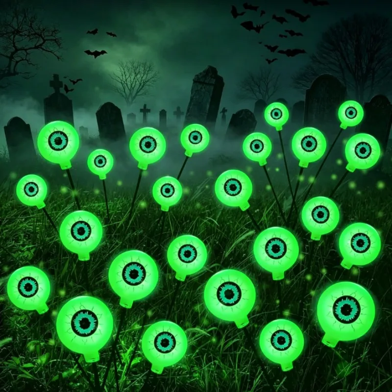 Halloween Solar Eyeball Stake Lights, Waterproof Outdoor Lawn Garden Lights for Spooky Yard Decor