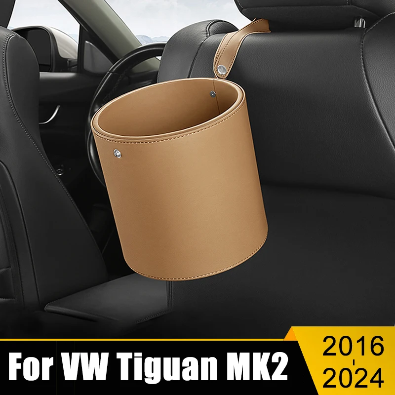 

For Volkswagen VW Tiguan MK2 2016 2017 2018 2019 2020 2021 2022 2023 Allspace Car Circular Trash Can Garbage Pocket Sundries Bin