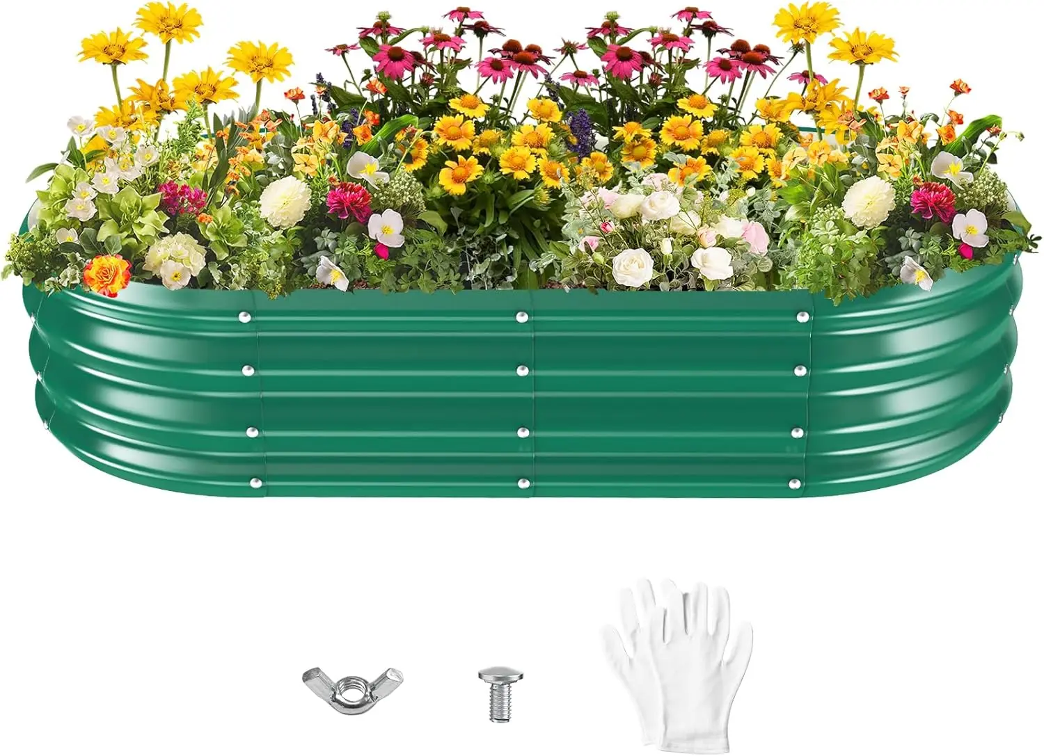 

Galvanized Raised Garden Beds for Gardening - 60 x 32 x 12 inch Oval Metal Planter Boxes Above Ground Outdoor for Vegetables,Flo