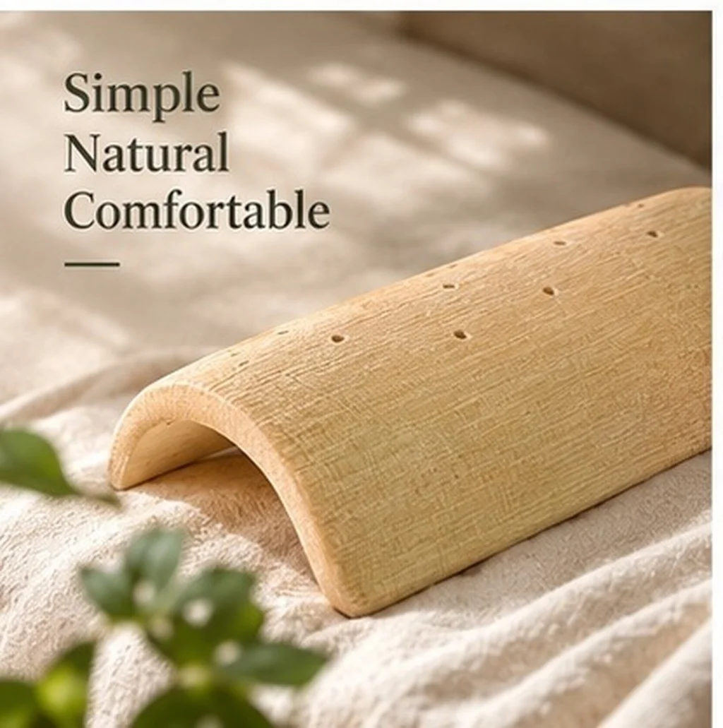 Handmade Bamboo Cervical Neck Pillow Breathable Cooling Support Pillow for Sleep Travel Neck Support