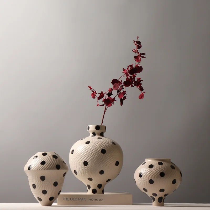 Ceramic Vase What Kind of Wave Point Flowerpot Ceramic Handicrafts Flower Arrangement Accessories Flower Vase Kettle