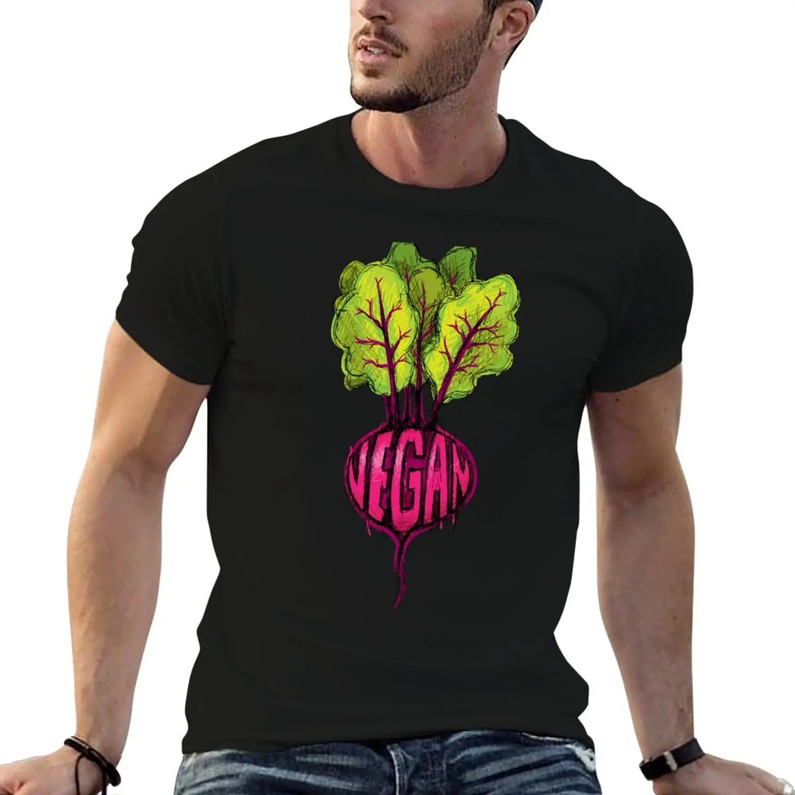 Vegan beetroot hand lettering and illustration T-Shirt Utility Casual Work T-Shirt