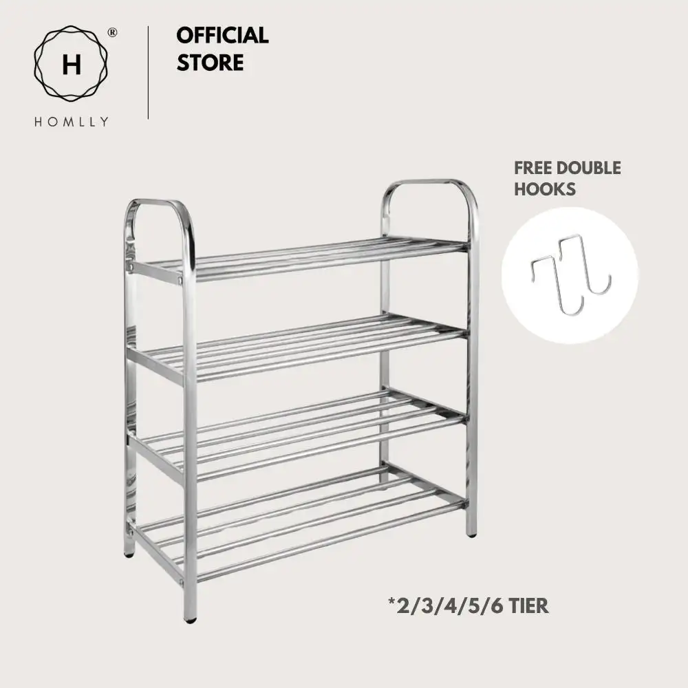 Homlly Tonii Stainless Steel  Shoe Rack (2/3/4/5/6 Tier)