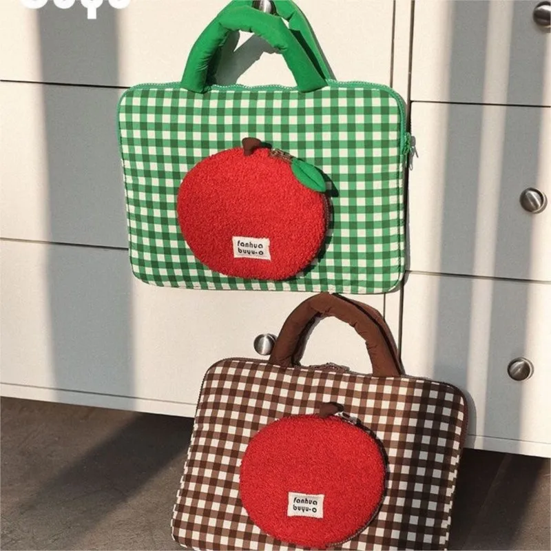 Ins Style coréen mignon Apple Plaid pochette d'ordinateur MacBook Air 13 étui sac à main tablette ordinateur accessoire stockage Portable sac pour ordinateur Portable