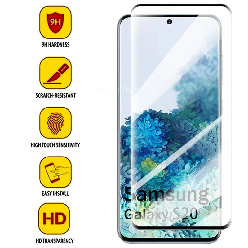 For Samsung Galaxy S20 5G S20+ S20 Plus Screen Protector Curved Tempered Glass Full Cover 9D HD Flim Phone Front Protective Flim