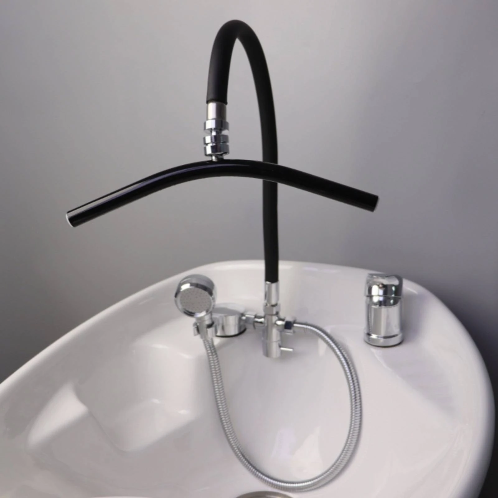 Water Circulation Sprayer Metal Hardware Hair-Wash Basin Sprayer Hair Wash Bowl Silver Finish Salon Equipment Stain Resistant view 4